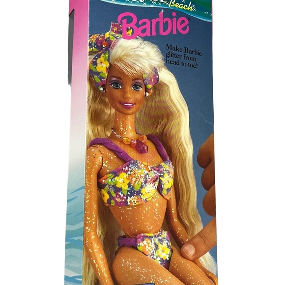 1992 Glitter Beach Barbie Doll #3602 With Glitter Lotion  Vintage 1992 Glitter Beach Barbie Doll Mattel Model 3602 W/ Glitter Lotion, NEW